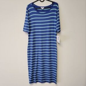 Lularoe Julia Striped Midi dress blue M